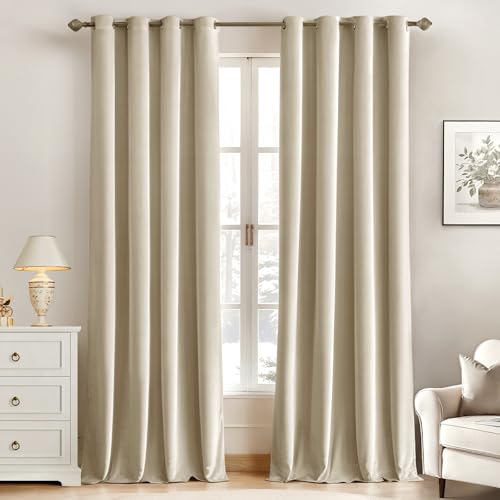 MIULEE Hellbeige Samtvorhang Ösen 2er Set 140X300, Blickdichte Vorhänge Samt für Schlafzimmer Wohnzimmer, Wunderschön Weich Vorhang Verdunkelung Velvet Curtains, Verdunkelnd Samt Gardinen Blickdicht von MIULEE