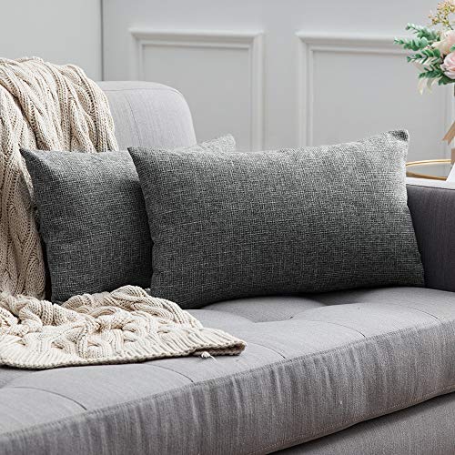 MIULEE Kissenbezüge Kissenhülle Dekokissen Leinen-Optik Dekorative Kissenbezug Sofakissen Couchkissen Deko Kreuz mit Verstecktem Reißverschluss für Sofa Schlafzimmer 2er Set 40x60 cm Hellgrau von MIULEE