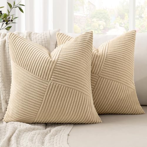 MIULEE Kissenbezug 40x40 Beige Kordsamt 2er Set Kissenbezüge Zierkissenbezug Kissenhülle Sofakissen Dekokissen Streifen Muster Patchwork Design für Wohnzimmer MIULEE Kissenbezug 40x40 Beige Kordsamt 2er Set Kissenbezüge Zierkissenbezug Kissenhülle Sofakissen Dekokissen Streifen Muster Patchwork Design für Wohnzimmer von MIULEE