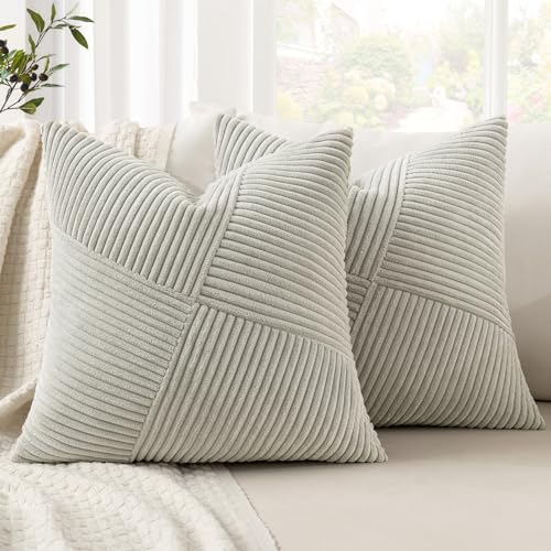 MIULEE Kissenbezug 45x45 Grau Kordsamt 2er Set Kissenbezüge Zierkissenbezug Kissenhülle Sofakissen Dekokissen Streifen Muster Patchwork Design für Wohnzimmer MIULEE Kissenbezug 45x45 Grau Kordsamt 2er Set Kissenbezüge Zierkissenbezug Kissenhülle Sofakissen Dekokissen Streifen Muster Patchwork Design für Wohnzimmer von MIULEE