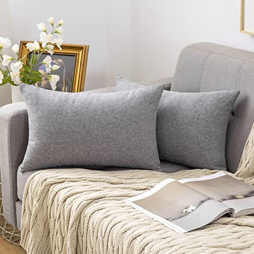 MIULEE Kissenbezug Leinen-Optik Kissen Dekorative Kissenbezüge Kissenhülle Moderne Dekokissen Weich Sofakissen Couchkissen Zierkissen für Sofa Wohnzimmer Schlafzimmer 2er Set 40x60 cm Grau von MIULEE