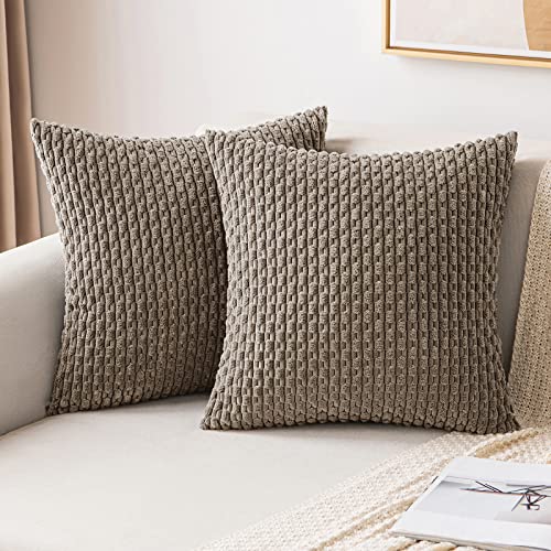 MIULEE Kordsamt Kissenbezug Kissenbezüge Dekorative Kissenhülle Moderne Sofakissen Dekokissen Couchkissen Zierkissen Weicher für Sofa Wohnzimmer Schlafzimmer 2er Set 40x40 cm Braun von MIULEE