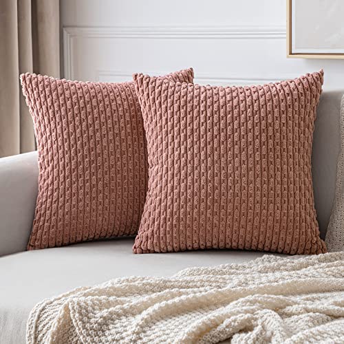 MIULEE Kordsamt Kissenbezug Kissenbezüge Dekorative Kissenhülle Moderne Sofakissen Dekokissen Couchkissen Zierkissen Weicher für Sofa Wohnzimmer Schlafzimmer 2er Set 40x40 cm Dunkelpink von MIULEE