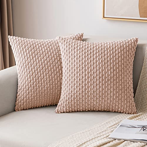 MIULEE Kordsamt Kissenbezug Kissenbezüge Dekorative Kissenhülle Moderne Sofakissen Dekokissen Couchkissen Zierkissen Weicher für Sofa Wohnzimmer Schlafzimmer 2er Set 45x45 cm Rosa von MIULEE