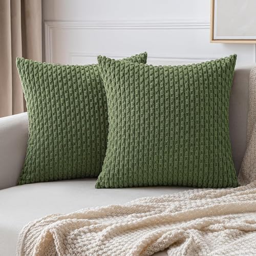 MIULEE Kordsamt Kissenbezug Kissenbezüge Dekorative Kissenhülle Moderne Sofakissen Dekokissen Couchkissen Zierkissen Weicher für Sofa Wohnzimmer Schlafzimmer 2er Set 50x50 cm Matcha Grün von MIULEE