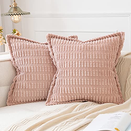 MIULEE Kordsamt Kissenbezug Kissenbezüge Dekorative Kissenhülle Moderne Sofakissen Dekokissen Zierkissen Couchkissen Weicher für Sofa Wohnzimmer Schlafzimmer 2er Set 45x45 cm Rosa von MIULEE