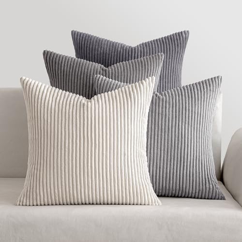 MIULEE Kordsamt Kissenbezug Kissenhülle Dekorative Sofakissen Quadratische Dekokissen Zierkissenbezug Gestreifte Kissenbezüge für Wohnzimmer Schlafzimmer 4 Stück 40x40cm Dunkelgraue Serie Series MIULEE Kordsamt Kissenbezug Kissenhülle Dekorative Sofakissen Quadratische Dekokissen Zierkissenbezug Gestreifte Kissenbezüge für Wohnzimmer Schlafzimmer 4 Stück 40x40cm Dunkelgraue Serie Series von MIULEE