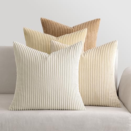 MIULEE Kordsamt Kissenbezug Weiche Kissenhülle Dekorative Sofakissen Quadratische Dekokissen Moderne Zierkissenbezug Gestreifte Kissenbezüge für Wohnzimmer Schlafzimmer 4 Stück 50x50cm beige MIULEE Kordsamt Kissenbezug Weiche Kissenhülle Dekorative Sofakissen Quadratische Dekokissen Moderne Zierkissenbezug Gestreifte Kissenbezüge für Wohnzimmer Schlafzimmer 4 Stück 50x50cm beige von MIULEE
