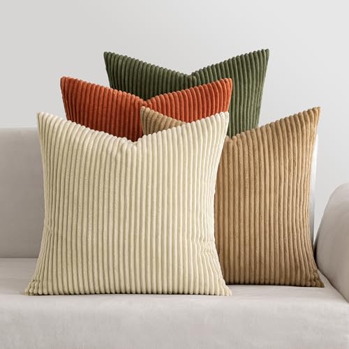 MIULEE Kordsamt Kissenbezug Weiche Kissenhülle Dekorative Sofakissen Quadratische Dekokissen Zierkissenbezug Gestreifte Kissenbezüge für Wohnzimmer Schlafzimmer 4 Stück 40x40cm Braungrüne Serie MIULEE Kordsamt Kissenbezug Weiche Kissenhülle Dekorative Sofakissen Quadratische Dekokissen Zierkissenbezug Gestreifte Kissenbezüge für Wohnzimmer Schlafzimmer 4 Stück 40x40cm Braungrüne Serie von MIULEE