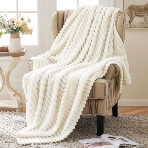 MIULEE Kuscheldecke Flauschig Decke Fleecedecke Flanell Einfarbig Wohndecken Couchdecke Flauschig Überwurf Mikrofaser Tagesdecke Sofadecke Blanket Für Sofa Schlafzimmer 50x60Inch 125x150cm Weiß von MIULEE