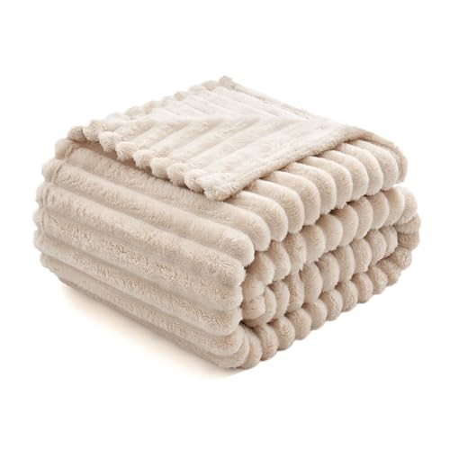 MIULEE Kuscheldecke Flauschig Decke Fleecedecke Flanell Einfarbig Wohndecken Couchdecke Flauschig Überwurf Mikrofaser Tagesdecke Sofadecke Blanket Für Sofa Schlafzimmer 60x80Inch 150x200cm Beige von MIULEE
