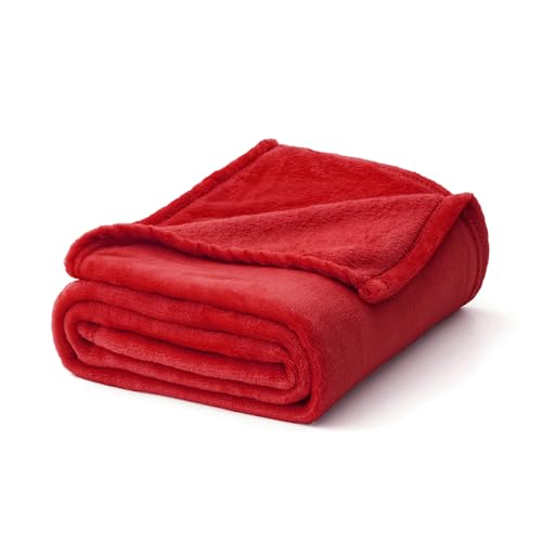 MIULEE Kuscheldecke Flauschig Decke Fleecedecke Wohndecken Couchdecke Flauschig Überwurf Mikrofaser Tagesdecke Sofadecke Blanket Für Bett Sofa Schlafzimmer Büro 150x200 cm Rot von MIULEE