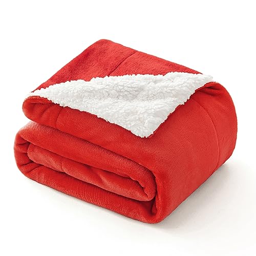 MIULEE Kuscheldecke Flauschig Decke Fleecedecke Wohndecken warm Sherpa Sofaüberwurf Decke Flauschig Überwurf Mikrofaser Tagesdecke Für Bett Sofa Schlafzimmer Büro 130x150 cm Rot von MIULEE