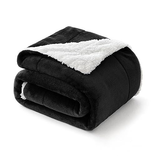 MIULEE Kuscheldecke Flauschig Decke Fleecedecke Wohndecken warm Sherpa Sofaüberwurf Decke Flauschig Überwurf Mikrofaser Tagesdecke Für Bett Sofa Schlafzimmer Büro 150x200 cm Schwarz von MIULEE