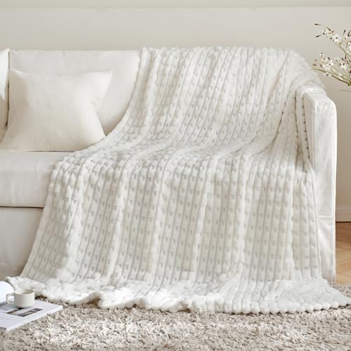MIULEE Kuscheldecke Flauschig Fleecedecke Decke Tagesdecke Sofadecke Flanell Einfarbig Wohndecken Warm Weich Überwurf Mikrofaser Blanket Für Bett Sofa Schlafzimmer 60x80 Inch 150x200 cm Weiß von MIULEE
