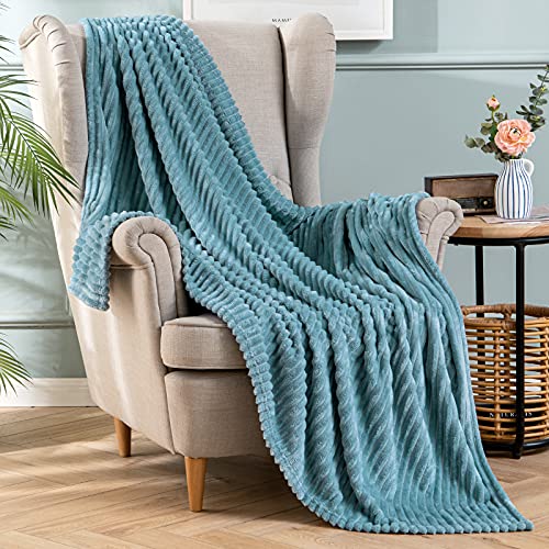 MIULEE Kuscheldecke Fleecedecke Flanell Decke Einfarbig Wohndecken Couchdecke Flauschig Überwurf Mikrofaser Tagesdecke Sofadecke Blanket Für Bett Sofa Schlafzimmer Büro 50x60Inch 125x150cm Graublau von MIULEE