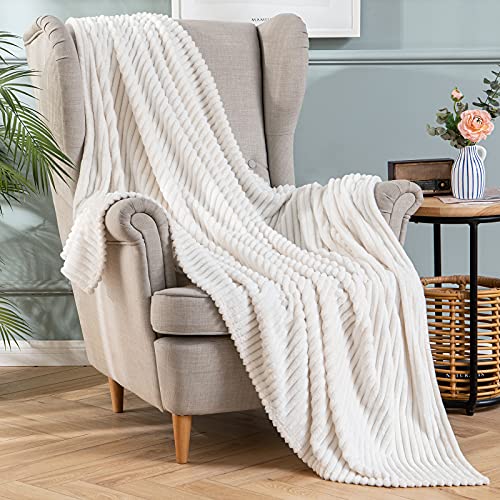 MIULEE Kuscheldecke Fleecedecke Flanell Decke Einfarbig Wohndecken Couchdecke Flauschig Überwurf Mikrofaser Tagesdecke Sofadecke Blanket Für Bett Sofa Schlafzimmer Büro 65x82Inch 170x210cm Weiß von MIULEE