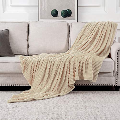 MIULEE Kuscheldecke Fleecedecke Flanell Decke Einfarbig Wohndecken Couchdecke Flauschig Überwurf Mikrofaser Tagesdecke Sofadecke Blanket Für Bett Sofa Schlafzimmer Büro 65x82Inch 170x210cm Beige von MIULEE