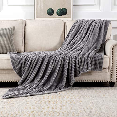 MIULEE Kuscheldecke Fleecedecke Flanell Decke Einfarbig Wohndecken Couchdecke Flauschig Überwurf Mikrofaser Tagesdecke Sofadecke Blanket Für Bett Sofa Schlafzimmer Büro 65x82Inch 170x210cm Grau von MIULEE