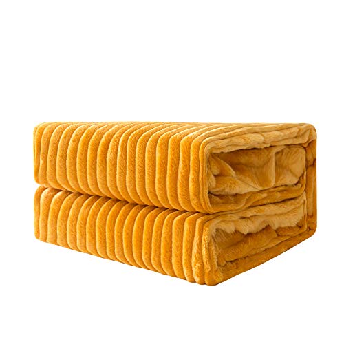 MIULEE Kuscheldecke Fleecedecke Flanell Decke Einfarbig Wohndecken Couchdecke Flauschig Überwurf Mikrofaser Tagesdecke Sofadecke Blanket Für Bett Sofa Schlafzimmer Büro 85x95Inch 220x240cm Orangegelb von MIULEE