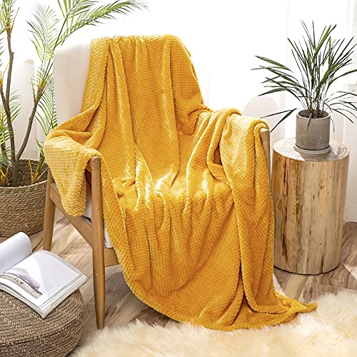 MIULEE Kuscheldecke Granulat Fleecedecke Flanell Decke Weich Flauschig Einfarbig Wohndecken Couchdecke Sofadecke Blanket für Bett Sofa Schlafzimmer Büro, 170x210 cm Golden von MIULEE