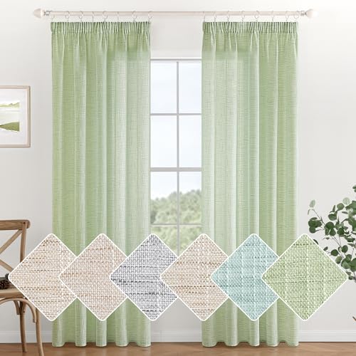 MIULEE Leinen Gardinen Vorhänge mit Kräuselband Weiss Gardine Vorhang Leinenoptik kräuselband Wohnzimmer Modern Voile Schienensystem Schlafzimmer 2er Set 140x215 cm Grün MIULEE Leinen Gardinen Vorhänge mit Kräuselband Weiss Gardine Vorhang Leinenoptik kräuselband Wohnzimmer Modern Voile Schienensystem Schlafzimmer 2er Set 140x215 cm Grün von MIULEE