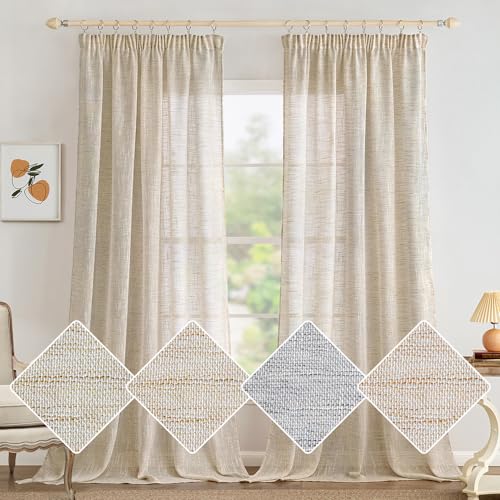 MIULEE Leinen Gardinen Vorhänge mit Kräuselband Weiss Gardine Vorhang Leinenoptik kräuselband Wohnzimmer Modern Voile Schienensystem Schlafzimmer 2er Set 140x300 cm Bräunlich Weiß MIULEE Leinen Gardinen Vorhänge mit Kräuselband Weiss Gardine Vorhang Leinenoptik kräuselband Wohnzimmer Modern Voile Schienensystem Schlafzimmer 2er Set 140x300 cm Bräunlich Weiß von MIULEE