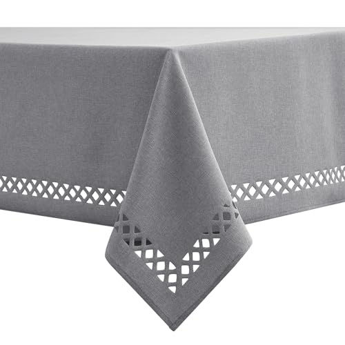 MIULEE Leinen Optik Tischdecke Hellgrau Tischdecken 100x140cm Abwaschbar Lotuseffekt Eckig Rechteckig Tischtuch Polyester Wasserabweisend Tischwäsche Abwischbare Tafeldecke für Party Küche von MIULEE