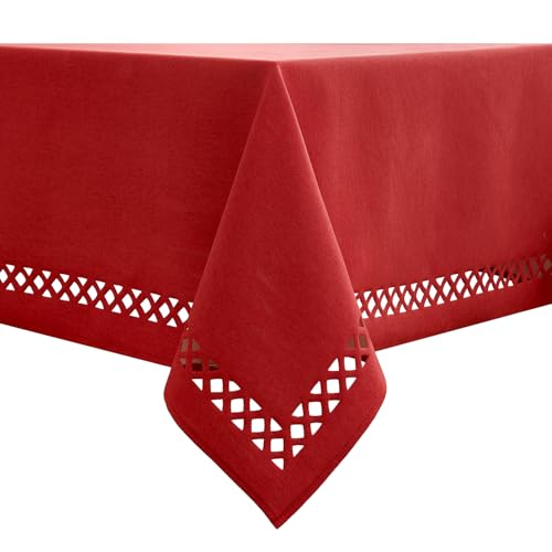 MIULEE Leinen Optik Tischdecke Red Tischdecken 100x140cm Abwaschbar Lotuseffekt Eckig Rechteckig Tischtuch Polyester Wasserabweisend Tischwäsche Abwischbare Tafeldecke für Party Küche von MIULEE