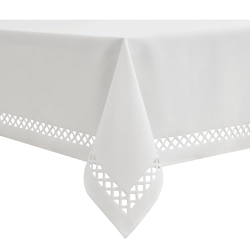 MIULEE Leinen Optik Tischdecke Weiß Tischdecken 140x180cm Abwaschbar Lotuseffekt Eckig Rechteckig Tischtuch Polyester Wasserabweisend Tischwäsche Abwischbare Tafeldecke für Party Küche von MIULEE