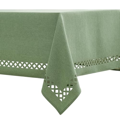 MIULEE Leinen Optik Tischdecke Graugrün Tischdecken 140x200cm Abwaschbar Lotuseffekt Eckig Rechteckig Tischtuch Polyester Wasserabweisend Tischwäsche Abwischbare Tafeldecke für Party Küche von MIULEE
