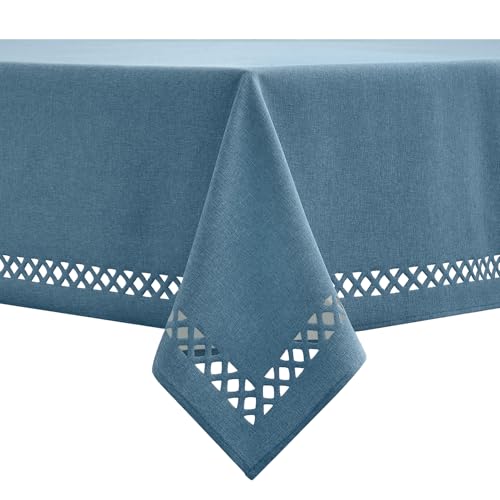 MIULEE Leinen Optik Tischdecke Steinblau Tischdecken 140x200cm Abwaschbar Lotuseffekt Eckig Rechteckig Tischtuch Polyester Wasserabweisend Tischwäsche Abwischbare Tafeldecke für Party Küche von MIULEE