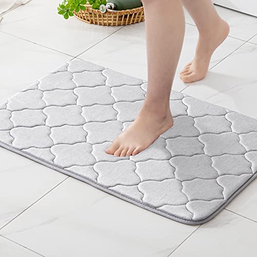 MIULEE Badematte Memoryschaum Marokko Badteppiche rutschfest Memory Foam Badezimmerteppich Matte Badvorleger Dekorativ Teppich Saugfähig Weich Duschmatte für Badezimmer Wohnzimmer 40x60 cm Hellgrau von MIULEE