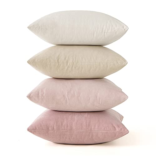 MIULEE Samt Kissenbezug 45x45 cm Kissenhülle Rosa Weiß Serie 4er Set Sofakissen Samtkissen Dekorative Dekokissen Couchkissen Zierkissen Farbverlauf Bezug Sofakissenbezug für Wohnzimmer Kinder Büro von MIULEE