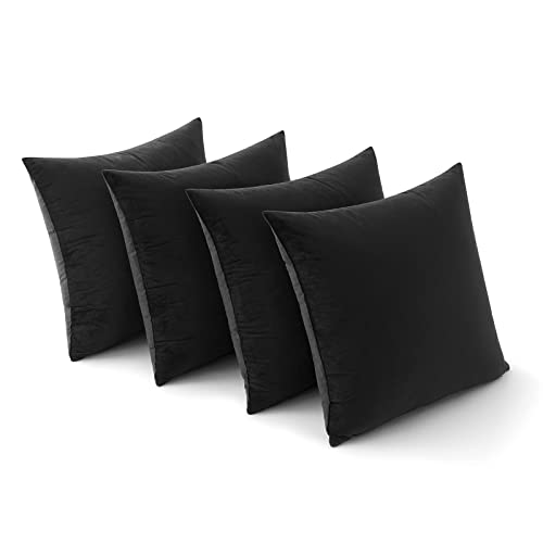 MIULEE Samt Kissenbezug 50x50 cm Kissenhülle Schwarz 4er Set Sofakissen Samtkissen Dekorative Dekokissen Couchkissen Zierkissen Deko Bezug Sofakissenbezug für Wohnzimmer Schlafzimmer Büro von MIULEE