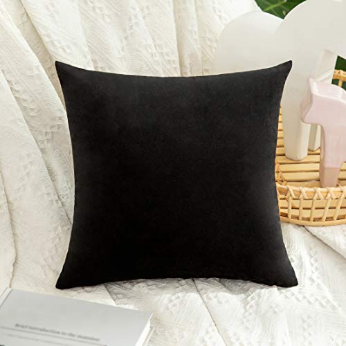 MIULEE Samt Kissenbezug Kissenhülle Dekorative Sofakissen Dekokissen Deko Couchkissen Zierkissen Bezug Zierkissen mit Verstecktem Reißverschluss für Sofa Schlafzimmer 1 Stück 30x30 cm Schwarz von MIULEE