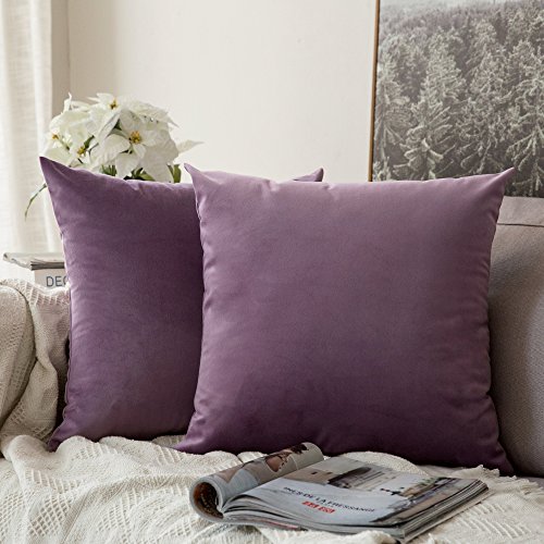 MIULEE Samt Kissenbezug Kissenhülle Kissenbezüge Sofakissen Dekorative Dekokissen Couchkissen Deko Bezug Überzug Zierkissen für Sofa Wohnzimmer Schlafzimmer 2er Set 60x60 cm Violett von MIULEE