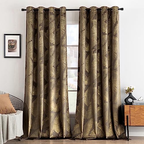 MIULEE Vorhänge Samt mit Goldfolie Blätter Muster, 2 Stück Taupe Samt Gardinen mit Ösen, Jedes 260 cm Hoch, Superweich Samt Vorhang Blickdicht für Deko Wohnzimmer Schlafzimmer, Schöne Samtvorhang MIULEE Vorhänge Samt mit Goldfolie Blätter Muster, 2 Stück Taupe Samt Gardinen mit Ösen, Jedes 260 cm Hoch, Superweich Samt Vorhang Blickdicht für Deko Wohnzimmer Schlafzimmer, Schöne Samtvorhang von MIULEE
