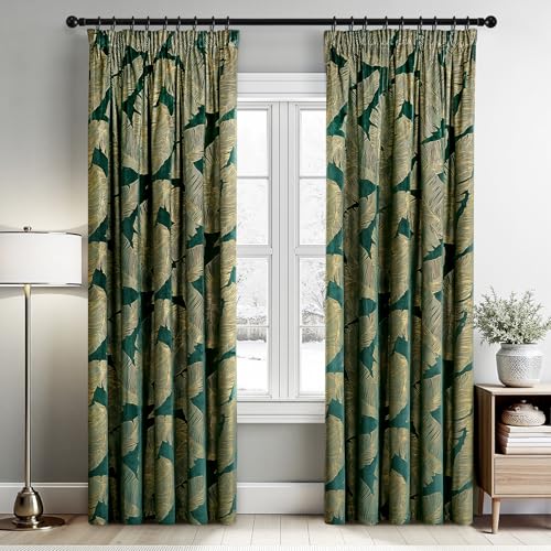 MIULEE Samtvorhäng Kräuselband mit Blattgolddruck Verdunklungsvorhänge Samt Gardinen Blickdicht Abdunklungsvorhang Thermovorhang Wohnzimmer Schlafzimmer 2er Set, 140 x 280 cm, Dunkelgrün MIULEE Samtvorhäng Kräuselband mit Blattgolddruck Verdunklungsvorhänge Samt Gardinen Blickdicht Abdunklungsvorhang Thermovorhang Wohnzimmer Schlafzimmer 2er Set, 140 x 280 cm, Dunkelgrün von MIULEE