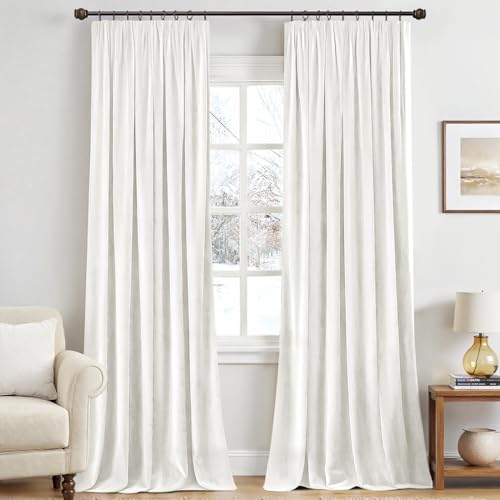 MIULEE Samtvorhang mit Kräuselband 2er Set 140X225 cm, Schöne Dicke und Schwere Wohnzimmer Schlafzimmer Deko Blickdichte Vorhänge, Weiß Samt Gardinen Verdunkelung Thermovorhang Samt kräuselband MIULEE Samtvorhang mit Kräuselband 2er Set 140X225 cm, Schöne Dicke und Schwere Wohnzimmer Schlafzimmer Deko Blickdichte Vorhänge, Weiß Samt Gardinen Verdunkelung Thermovorhang Samt kräuselband von MIULEE
