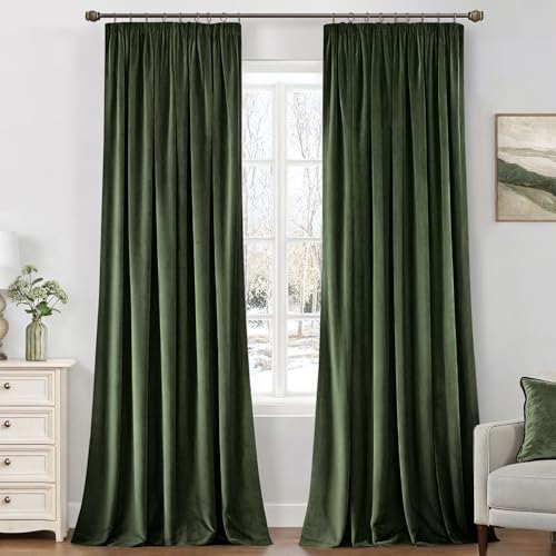 MIULEE Samtvorhang mit Kräuselband 2er Set 140X260 cm, Schöne Dicke und Schwere Wohnzimmer Schlafzimmer Deko Blickdichte Vorhänge, Olivgrün Samt Gardinen Verdunkelung Thermovorhang Samt kräuselband MIULEE Samtvorhang mit Kräuselband 2er Set 140X260 cm, Schöne Dicke und Schwere Wohnzimmer Schlafzimmer Deko Blickdichte Vorhänge, Olivgrün Samt Gardinen Verdunkelung Thermovorhang Samt kräuselband von MIULEE