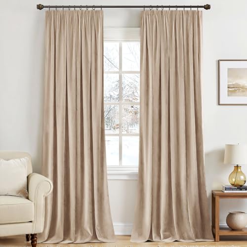 MIULEE Samtvorhang mit Kräuselband 2er Set 140X280 CM, Schöne Dicke und Schwere Wohnzimmer Schlafzimmer Deko Blickdichte Vorhänge, Dunkelbeige Samt Gardinen Verdunkelung Thermovorhang Samt kräuselband MIULEE Samtvorhang mit Kräuselband 2er Set 140X280 CM, Schöne Dicke und Schwere Wohnzimmer Schlafzimmer Deko Blickdichte Vorhänge, Dunkelbeige Samt Gardinen Verdunkelung Thermovorhang Samt kräuselband von MIULEE