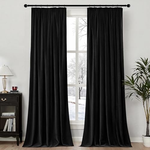 MIULEE Samtvorhang mit Kräuselband 2er Set 140X280 cm, Schöne Dicke und Schwere Wohnzimmer Schlafzimmer Deko Blickdichte Vorhänge, Schwarz Samt Gardinen Verdunkelung Thermovorhang Samt kräuselband MIULEE Samtvorhang mit Kräuselband 2er Set 140X280 cm, Schöne Dicke und Schwere Wohnzimmer Schlafzimmer Deko Blickdichte Vorhänge, Schwarz Samt Gardinen Verdunkelung Thermovorhang Samt kräuselband von MIULEE