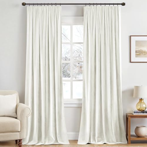 MIULEE Samtvorhang mit Kräuselband 2er Set 140X300 cm, Schöne Dicke und Schwere Wohnzimmer Schlafzimmer Deko Blickdichte Vorhänge, Elfenbeinweiß Samt Gardinen Verdunkelung Thermovorhang Samt MIULEE Samtvorhang mit Kräuselband 2er Set 140X300 cm, Schöne Dicke und Schwere Wohnzimmer Schlafzimmer Deko Blickdichte Vorhänge, Elfenbeinweiß Samt Gardinen Verdunkelung Thermovorhang Samt von MIULEE