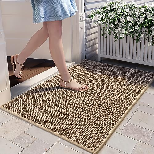 MIULEE Schmutzfangmatte für den Innen und Außenbereich Fußmatten Saugfähig und rutschfest Eingangsteppich Teppich Waschbar Barriere Teppich für Schmutz Trapping Schuhe Kratzer 60x90cm Braun-Kaffee von MIULEE