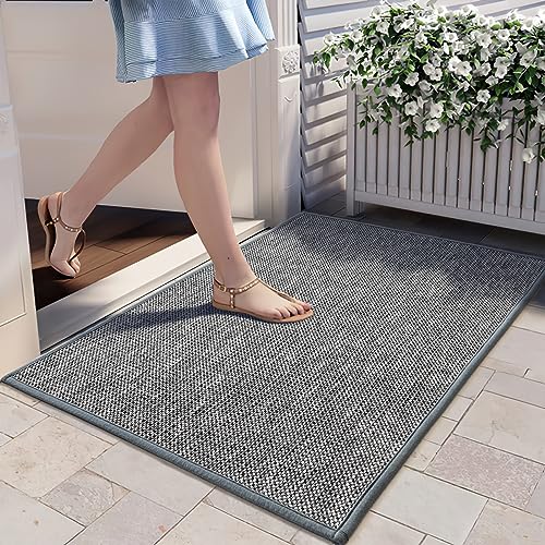 MIULEE Schmutzfangmatte für den Innen und Außenbereich Fußmatten Saugfähig und rutschfest Eingangsteppich Teppich Waschbar Barriere Teppich für Schmutz Trapping Schuhe Kratzer 80x120cm Grauweiß von MIULEE