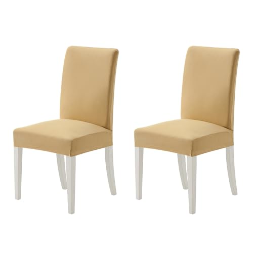 MIULEE Stuhlhussen 2er Set Stretch Abnehmbare Esszimmerstühle Waschbarer Dauerhaft Moderne Hussen Pflegeleichte für Küche Wohnzimmer Restaurant Bankett Familie Party，Beige von MIULEE