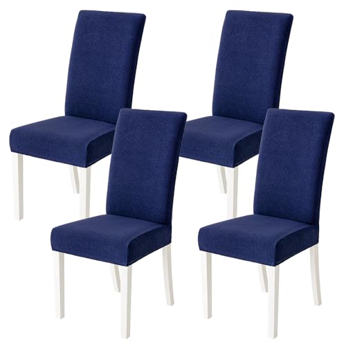 MIULEE Stuhlhussen 4er Set Stretch Stuhlhussen für Esszimmerstühle, Stühle Abnehmbarer Waschbarer Stuhlbezug für Hotel, Bankett, Küche, Restaurant, Haus, Hochzeit, Party Marineblau von MIULEE