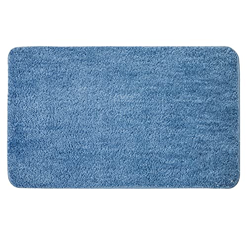 MIULEE Teppich Badematte Badezimmerteppich Bettvorleger rutschfest Badteppich Badvorleger Saugfähige Duschvorleger Waschbar Fussmatte für Wohnzimmer Schlafzimmer Badezimmer 50x80 cm Blau von MIULEE