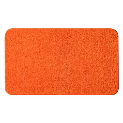 MIULEE Teppich Badematte Badezimmerteppich Bettvorleger rutschfest Badteppich Badvorleger Saugfähige Duschvorleger Waschbar Fussmatte für Wohnzimmer Schlafzimmer Badezimmer 50x80 cm Orange von MIULEE